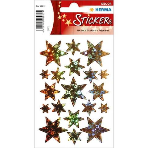 HERMA Weihnachts-Sticker DECOR "Sterne", gold, Holografie (EAN: 4008705039024)