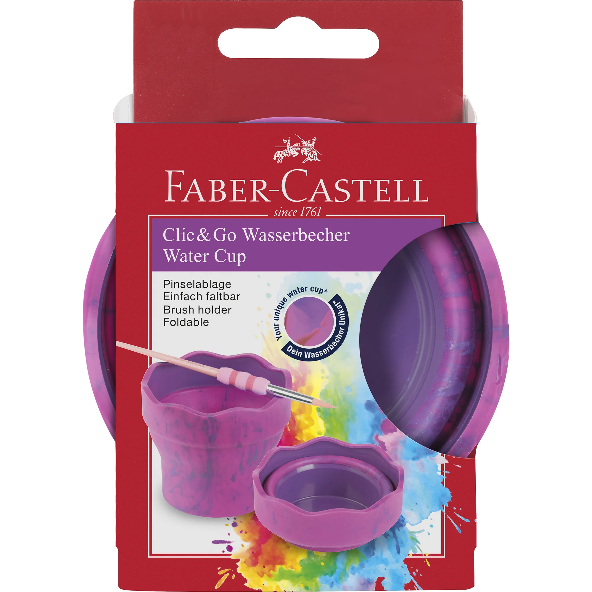 FABER-CASTELL Wasserbecher CLIC & GO, pink marmoriert (EAN: 4005401815273)