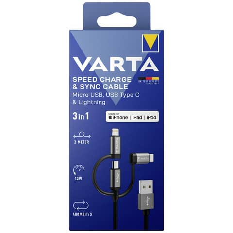 VARTA Ladekabel Speed Charge & Sync cable 3in1, 2 m (EAN: 4008496066315)