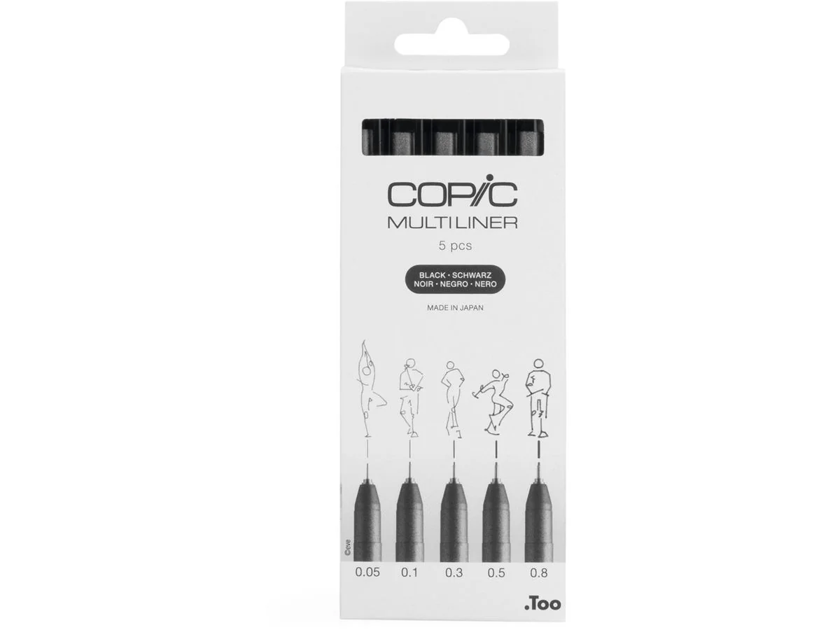 COPIC Fineliner MULTILINER, schwarz, 5er Set (EAN: 4013695266084)