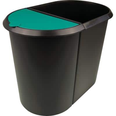 helit Papierkorb "the double", oval, PE, schwarz/grün (EAN: 4012086052053)