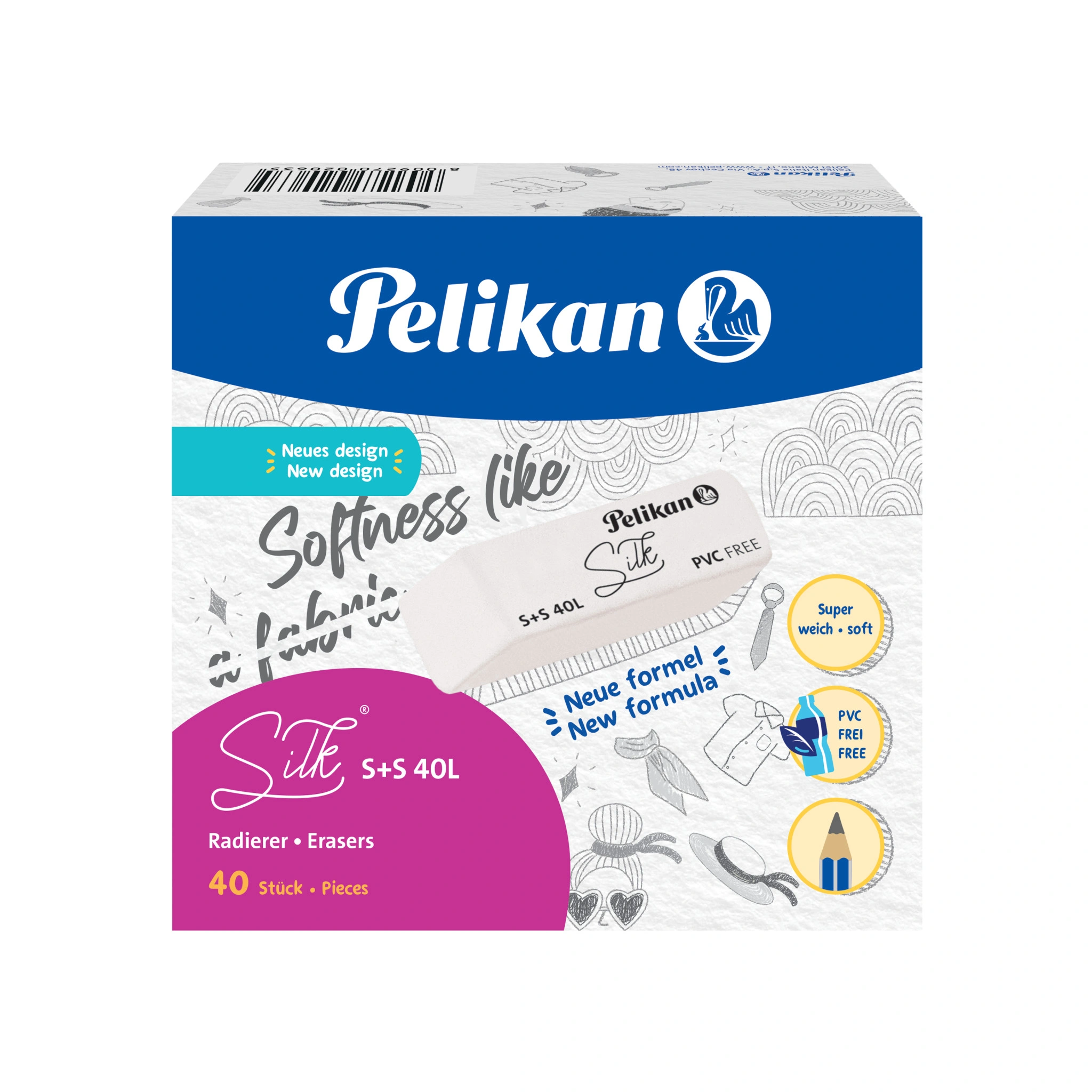 Pelikan Kunststoff-Radierer S+S 40L, weiß (EAN: 4012700606143)