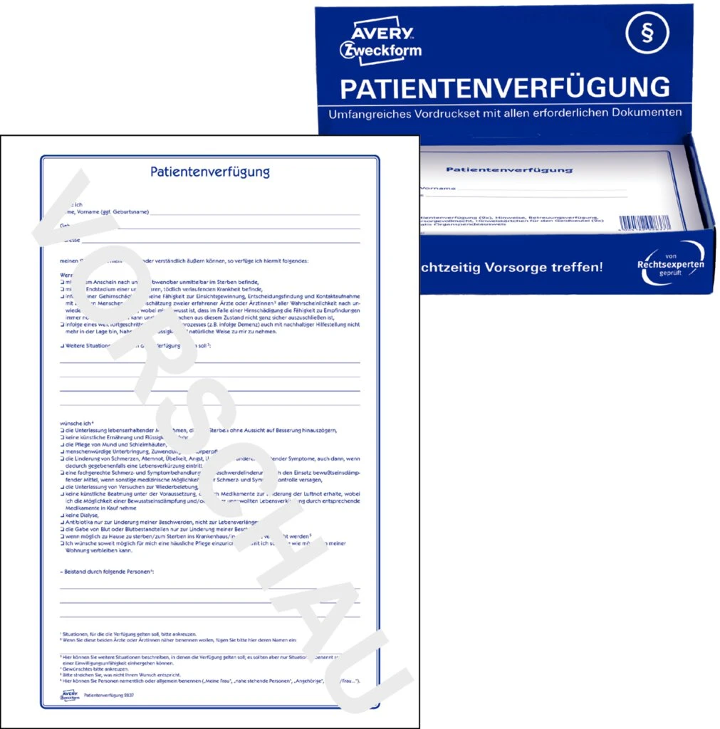 AVERY Zweckform Vordruck "Patientenverfügung", 220 x 163 mm (EAN: 4004182028377)