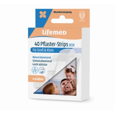 Lifemed Pflaster-Strips "Allround", halbtransparent, 40er (EAN: 4251594201458)