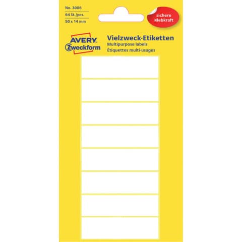 AVERY Zweckform Vielzweck-Etiketten, 50 x 14 mm, weiß, KP (EAN: 4004182030868)