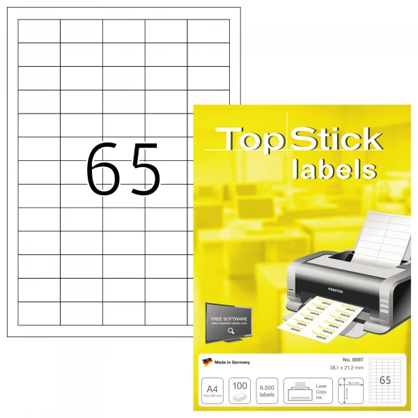 TOP STICK Universal-Etiketten, 38,1 x 21,2 mm, 100 Blatt (EAN: 4023145086971)