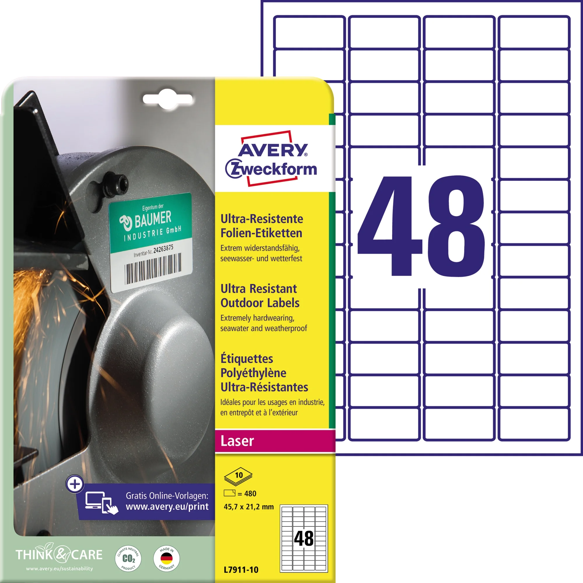 AVERY Zweckform Ultra-Resist. Folien-Etiketten, 45,7x21,2 mm (EAN: 4004182068083)