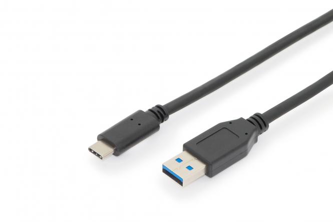 DIGITUS USB 3.1 Anschlusskabel, USB-C - USB-A Stecker, 1,0 m (EAN: 4016032438298)