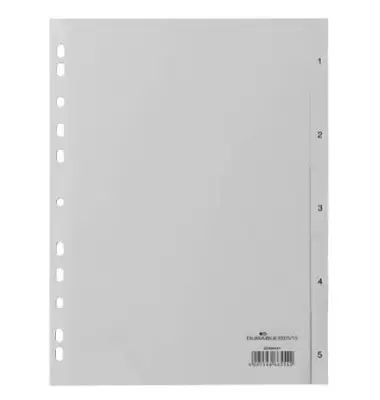 DURABLE Kunststoff-Register, Zahlen, A4, 5-teilig, 1 - 5 (EAN: 4005546665542)