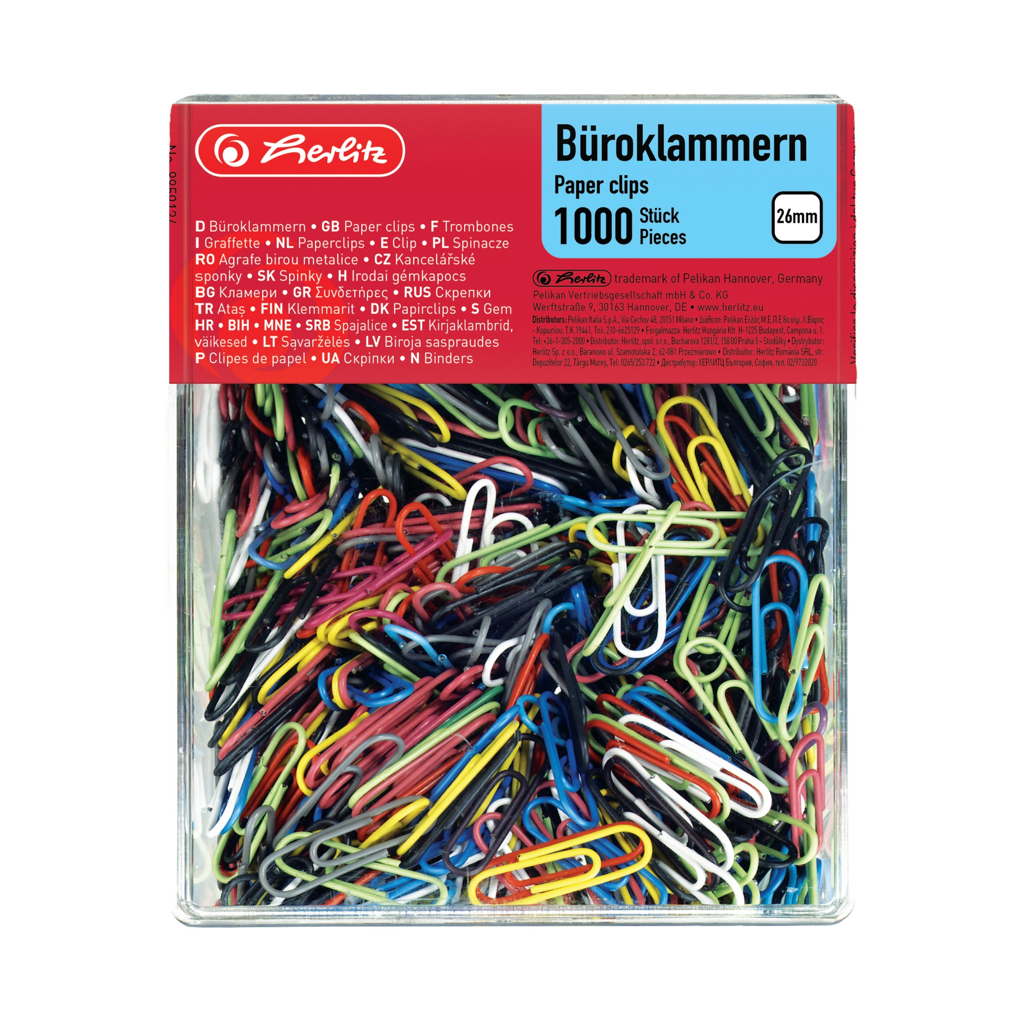herlitz Büroklammern, aus Metall, kunststoffummantelt, 26 mm (EAN: 4008118859134)