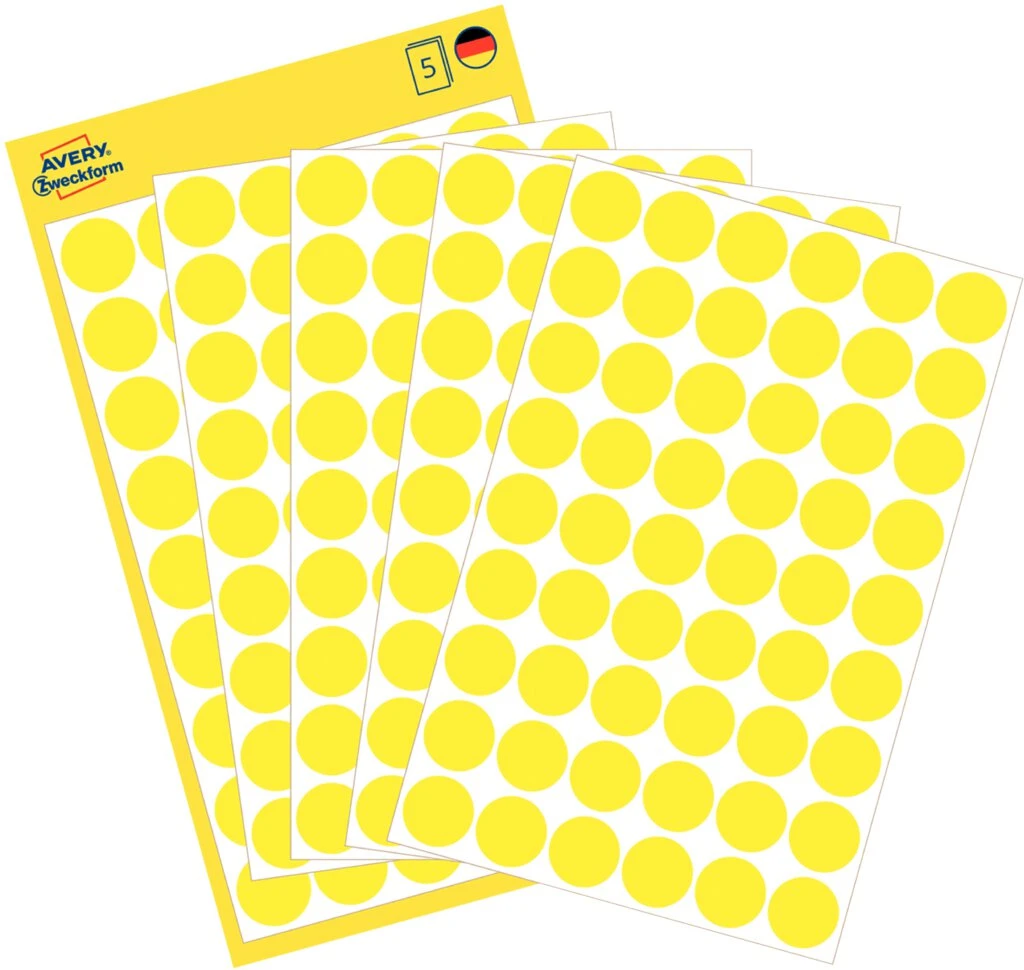 AVERY Zweckform Markierungspunkte, Durchmesser 12 mm, gelb (EAN: 4004182031445)
