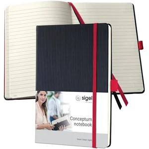 sigel Notizbuch Conceptum, DIN A5, liniert, schwarz/rot (EAN: 4004360826443)