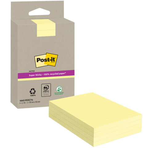 Post-it Haftnotizen super sticky Recycling notes, liniert (EAN: 4064035142858)