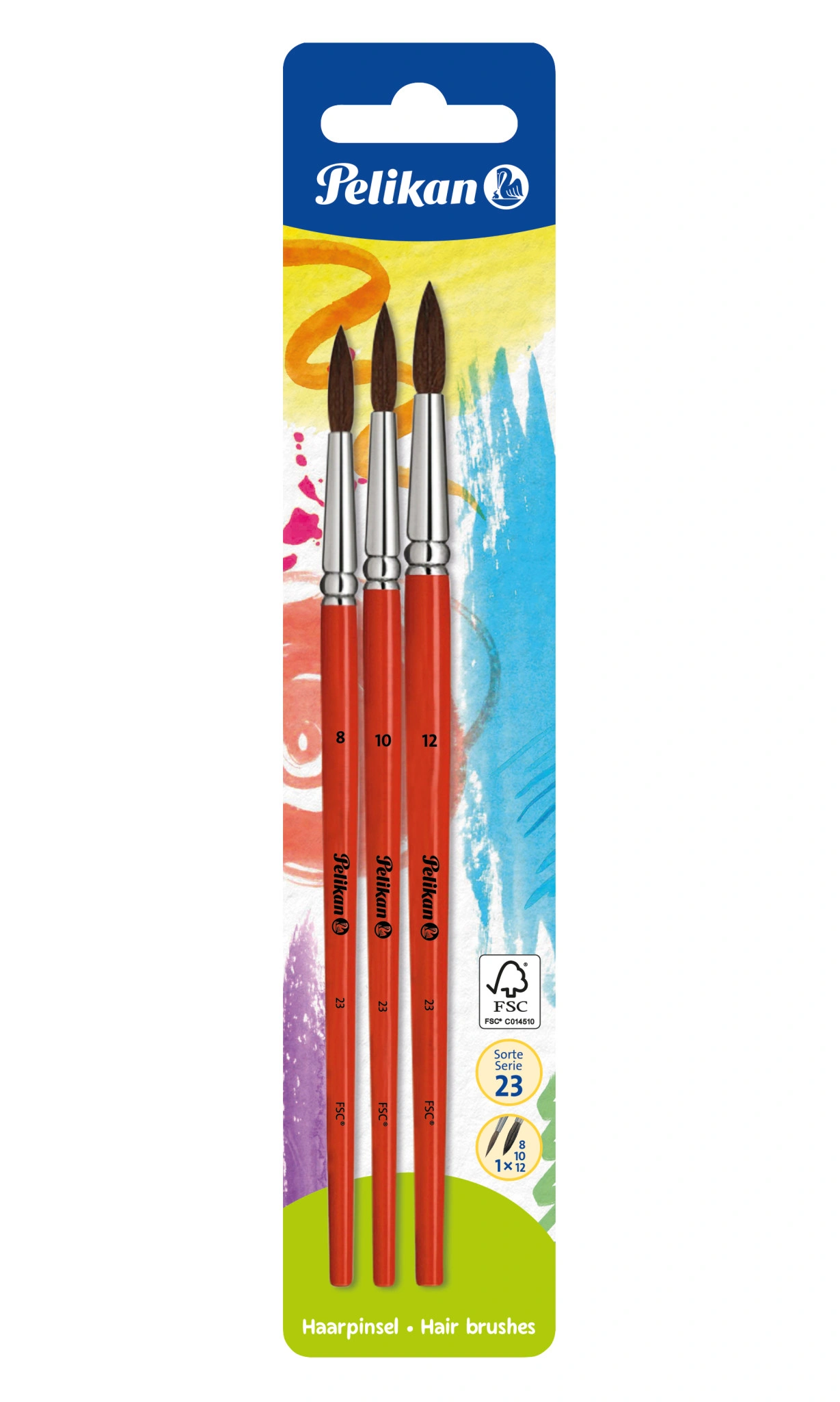 Pelikan Haarpinsel-Set Sorte 23, 3-teilig, sortiert, rot (EAN: 4012700700391)