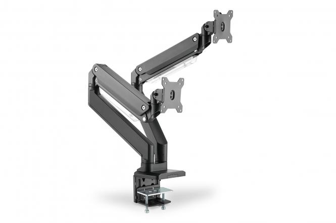DIGITUS Universal Dual-Monitorarm, Klemmbefestigung, schwarz (EAN: 4016032479765)