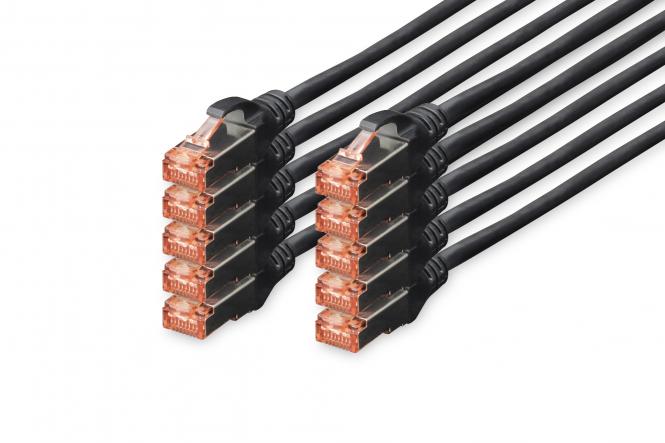 DIGITUS Patchkabel Kat. 6, S/FTP, 0,5 m, schwarz, Set (EAN: 4016032441540)