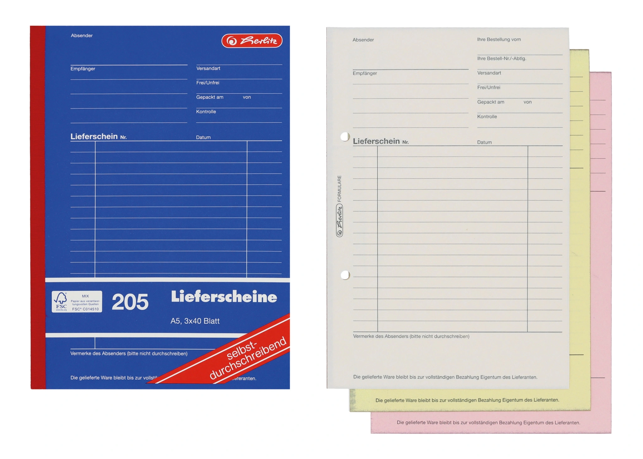 herlitz Formularbuch "Liefer-/Empfangsschein 205", DIN A5 (EAN: 4008110883540)