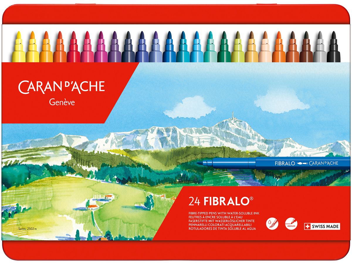 CARAN D'ACHE Fasermaler FIBRALO, 24er Metalletui (EAN: 7610186303241)
