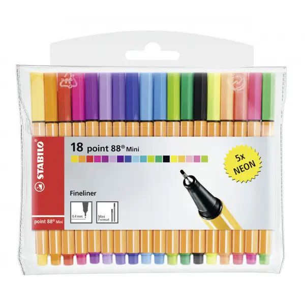 STABILO Fineliner point 88 Mini, 18er Kunststoffetui (EAN: 4006381460576)