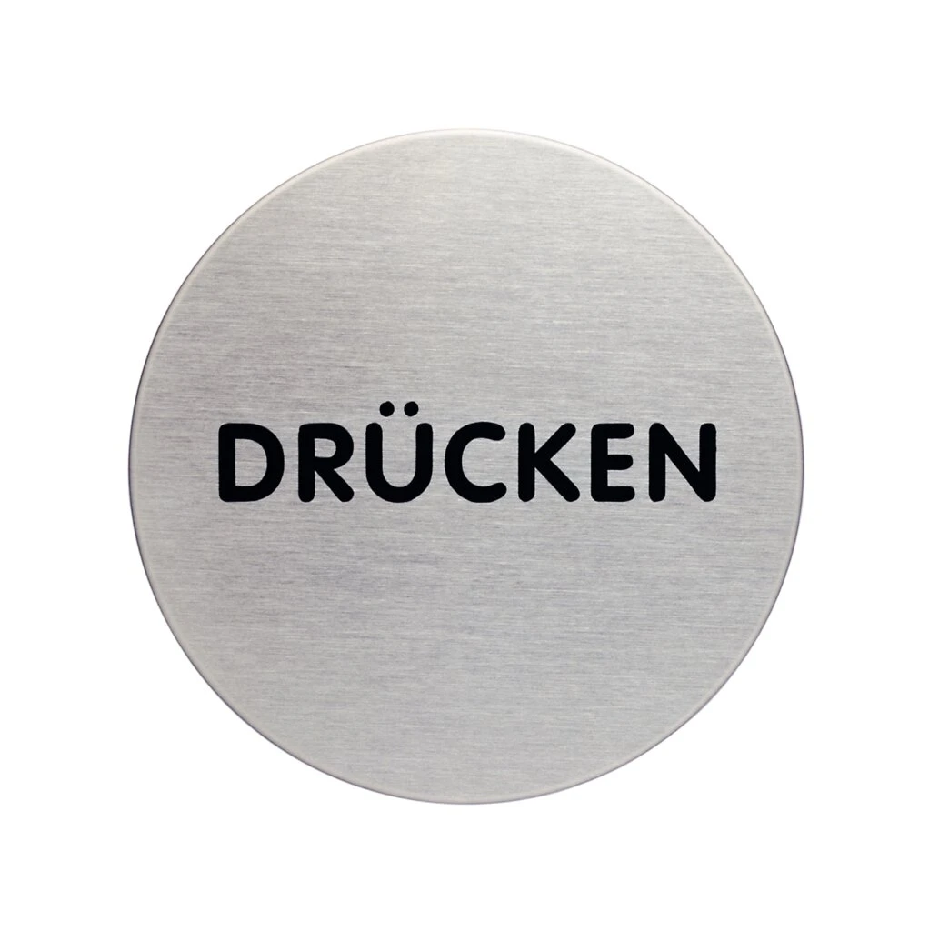 DURABLE Piktogramm "Drücken", Durchmesser: 65 mm, silber (EAN: 4005546400099)