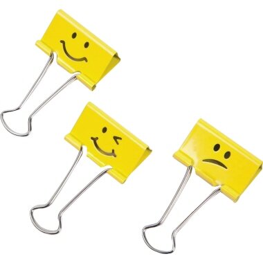 RAPESCO Foldback-Klammer, (B)19 mm, gelb, Emoji (EAN: 5018505025485)