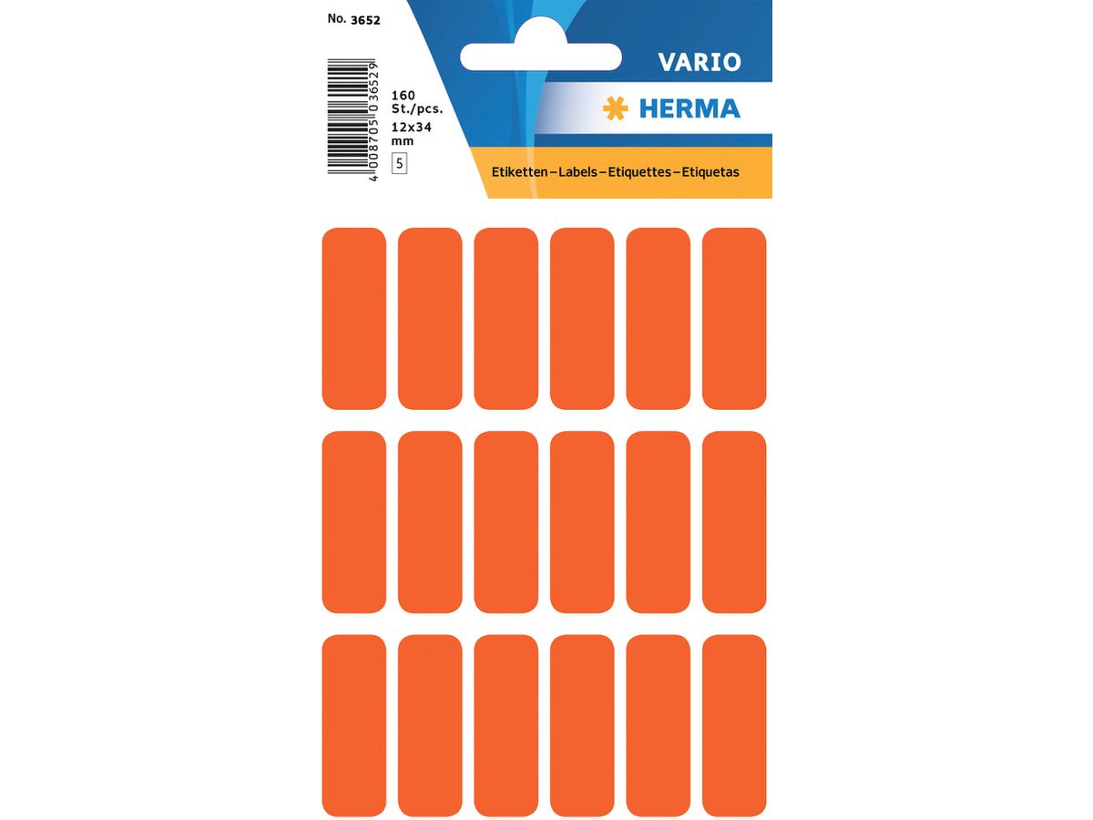 HERMA Vielzweck-Etiketten, 12 x 34 mm, rot, Kleinpackung (EAN: 4008705036528)