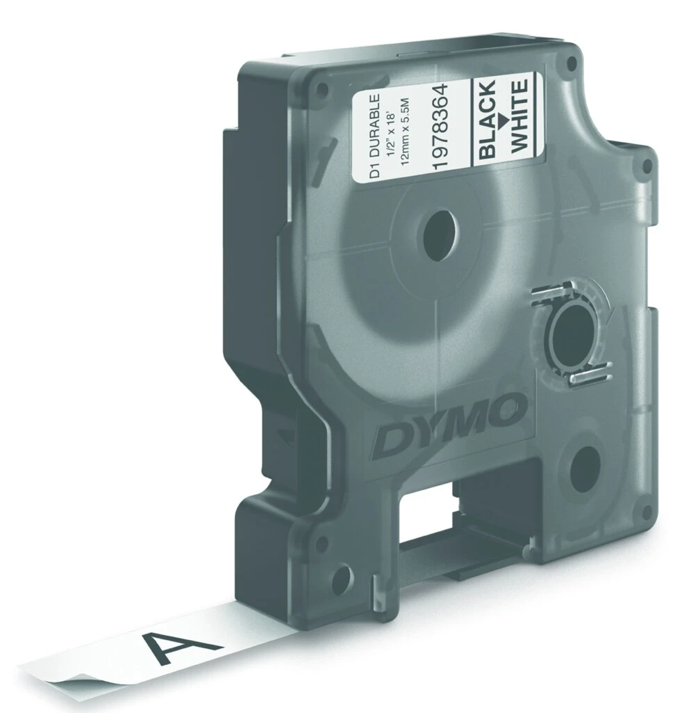 DYMO D1 Schriftbandkassette schwarz/weiß, 12 mm x 5,5 m (EAN: 3501179783642)