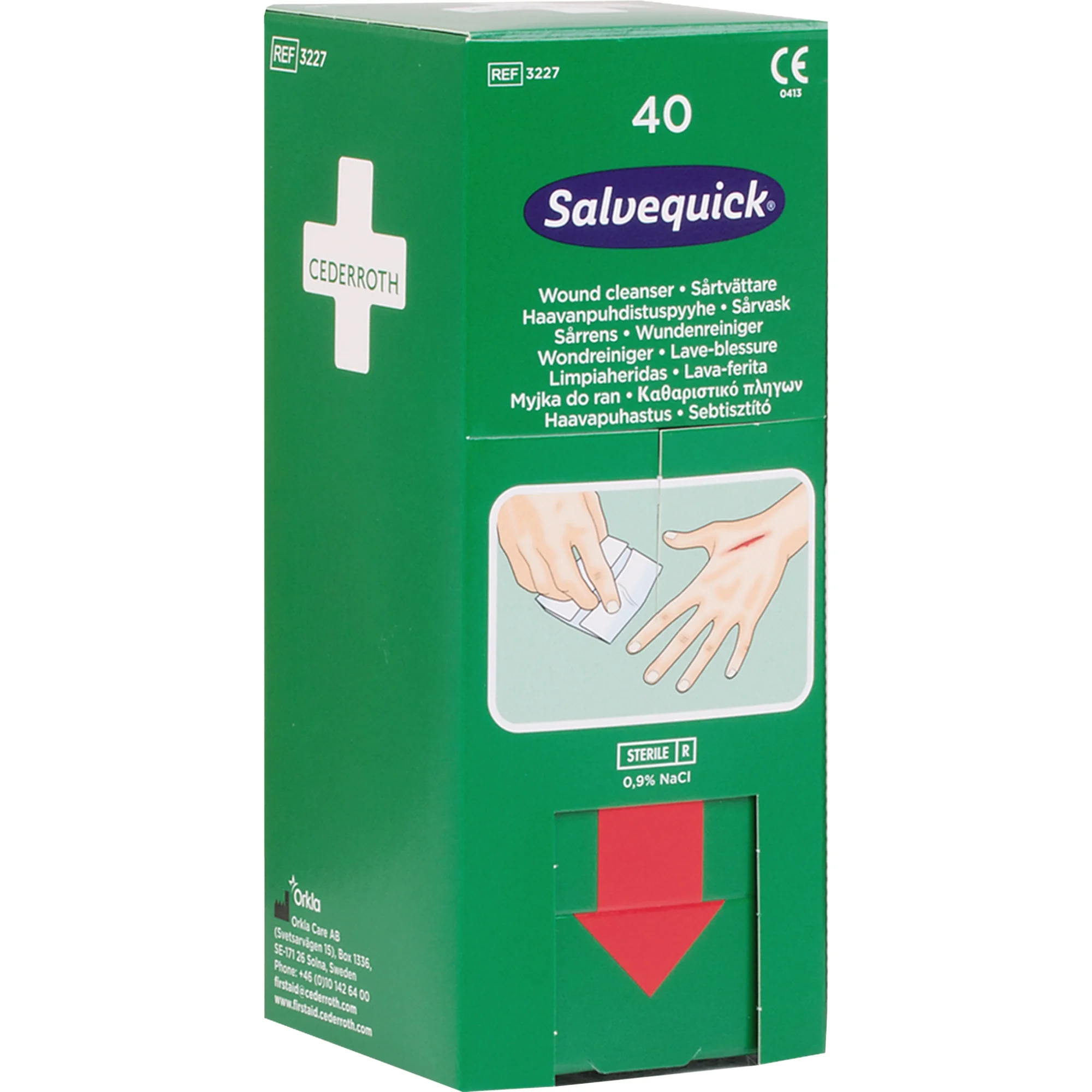 CEDERROTH Salvequick Wundreinigungstücher, steril, 40er Pack (EAN: 7310610032272)