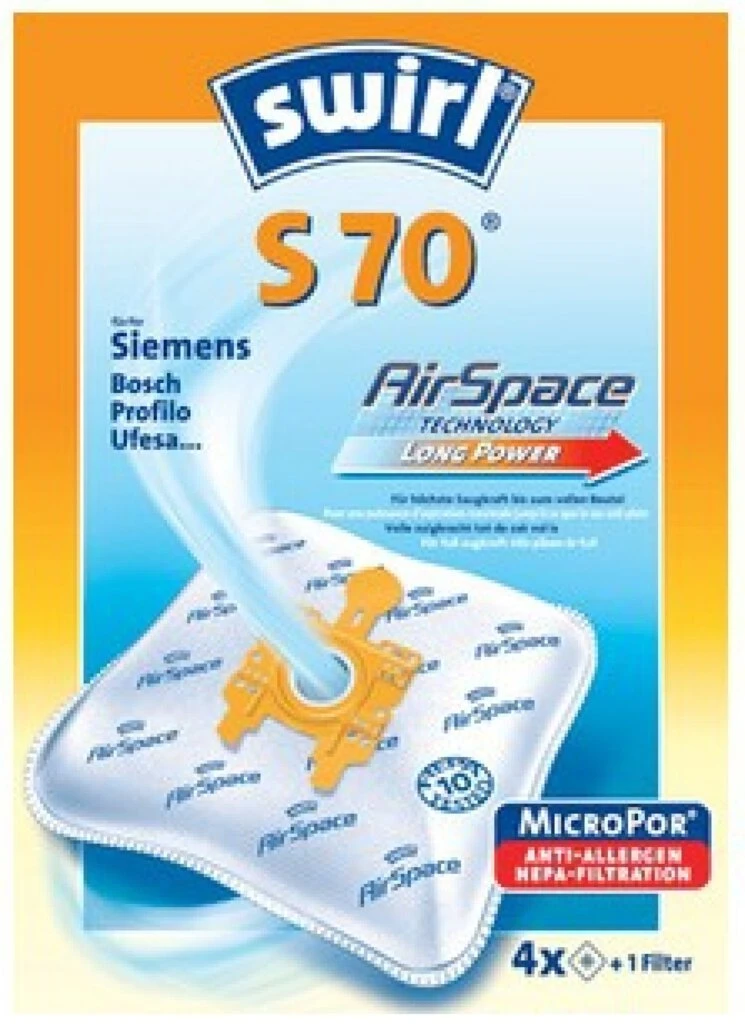 swirl Staubsaugerbeutel S 70, mit MicroporPlus-Filter (EAN: 4006508191383)