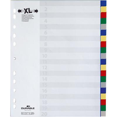 DURABLE Kunststoff-Register, A4, PP, 20-teilig, blanko (EAN: 4005546600604)