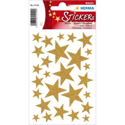 HERMA Weihnachts-Sticker MAGIC "Sterne gold", glittery (EAN: 4008705151290)