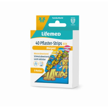 Lifemed Kinder-Pflaster-Strips "Ninjas", 40er Metallbox (EAN: 4251594205647)