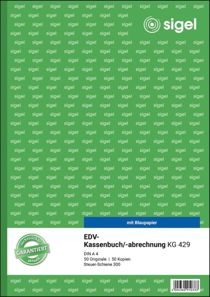 sigel Formularbuch "Kassenbuch EDV mit Steuerschiene 300" (EAN: 4004360910333)
