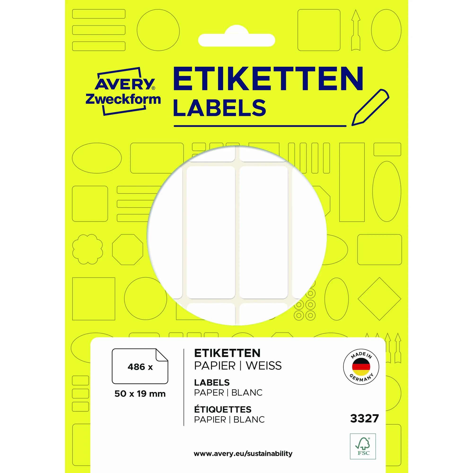 AVERY Zweckform Vielzweck-Etiketten, 50 x 19 mm, weiß, FP (EAN: 4004182033272)