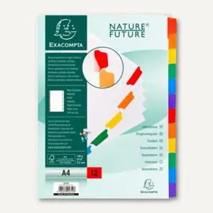 EXACOMPTA Karton-Register, DIN A4, weiß, 12-teilig (EAN: 3130630023128)