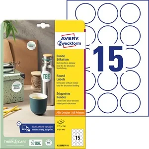 AVERY Zweckform Kennzeichnungs-Etiketten, Durchmesser: 51 mm, weiß (EAN: 4004182162101)