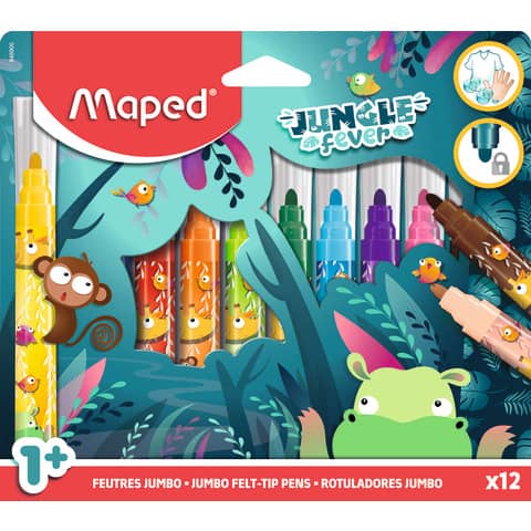 Maped Fasermaler JUNGLE fever JUMBO, 12er Kartonetui (EAN: 3154148469001)