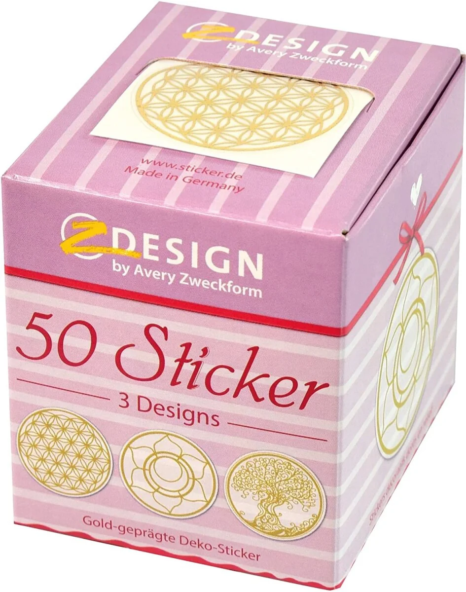 AVERY Zweckform ZDesign Sticker auf Rolle "Lebensblume", gold (EAN: 4004182568170)