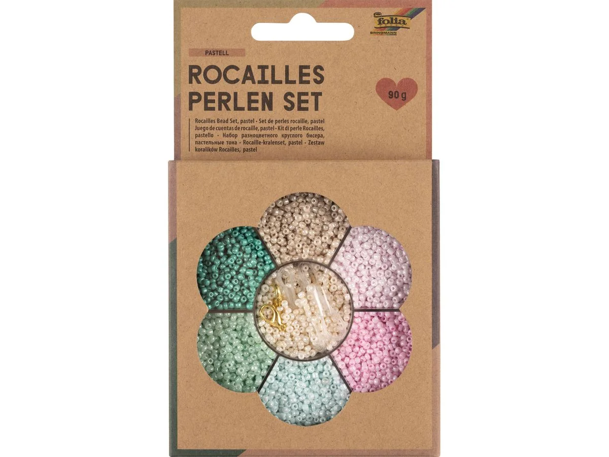 folia Rocailles-Perlen-Set PASTELL, sortiert in 7 Farben (EAN: 4001868129380)