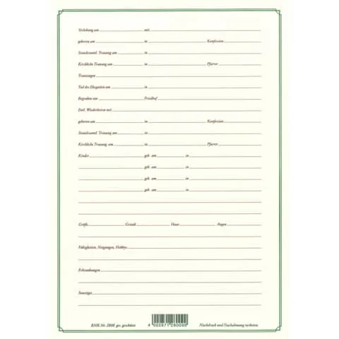 RNK Verlag Ahnentafel "Meine Vorfahren", DIN A3 (EAN: 4002871280099)