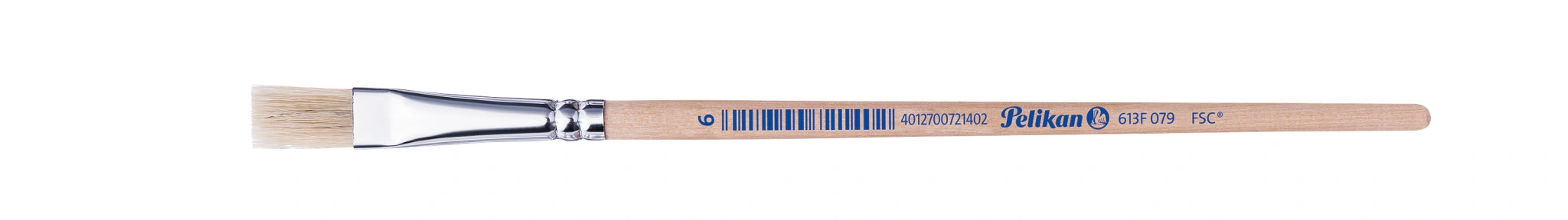 Pelikan Borstenpinsel 613 F, Gr. 6, unlackierter Holzstiel (EAN: 4012700721402)