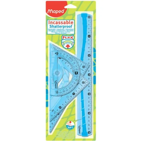Maped Geometrie-Set Maxi Flex, bruchfest, 4-teilig, blau- und grün-transparent (EAN: 3154142443045)