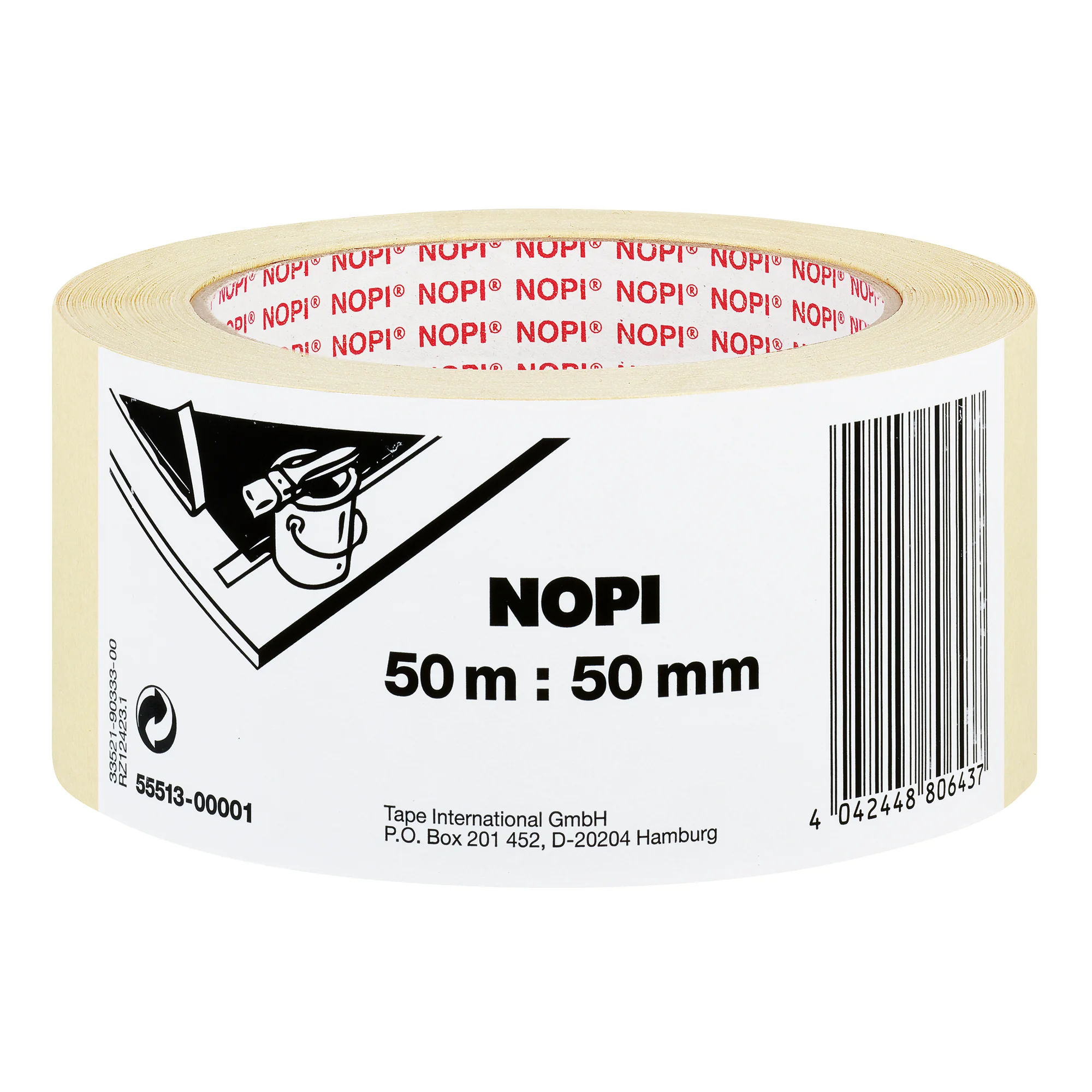 NOPI Maler Krepp Papierabdeckband, 50 mm x 50 m, beige (EAN: 4042448806437)