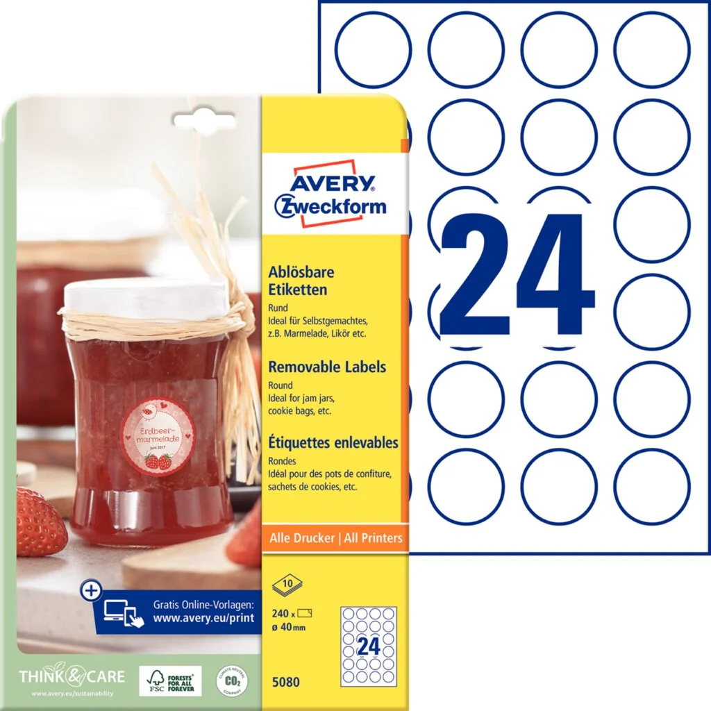 AVERY Zweckform Kennzeichnungs-Etiketten, Durchmesser: 40 mm (EAN: 4004182050804)