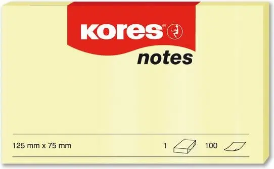 Kores Haftnotizen "notes", 125 x 75 mm, blanko, gelb (EAN: 9023800461254)