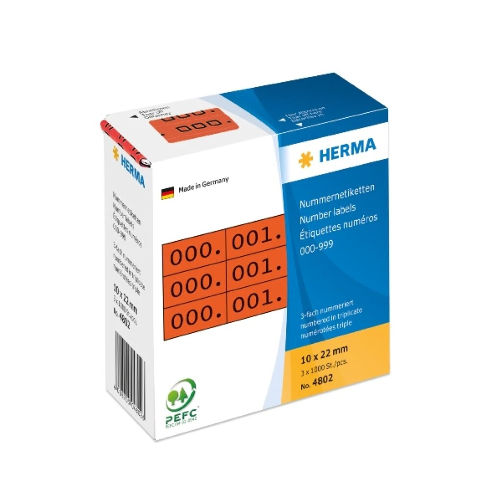 HERMA Nummern-Etiketten 0-999, 10 x 22 mm, schwarz, dreifach (EAN: 4008705048026)
