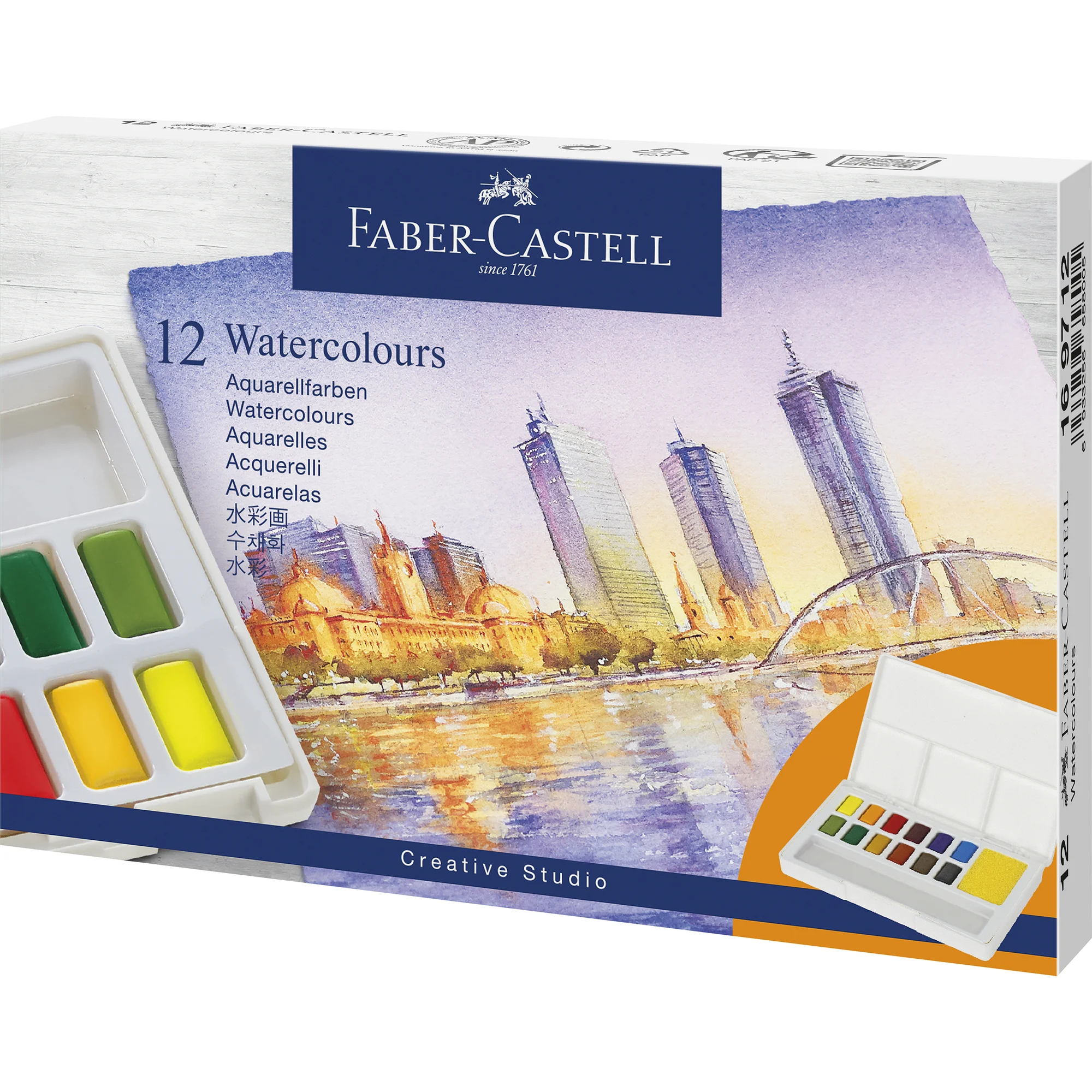 FABER-CASTELL Aquarellfarbe in Näpfchen, 12er Etui (EAN: 6933256658005)