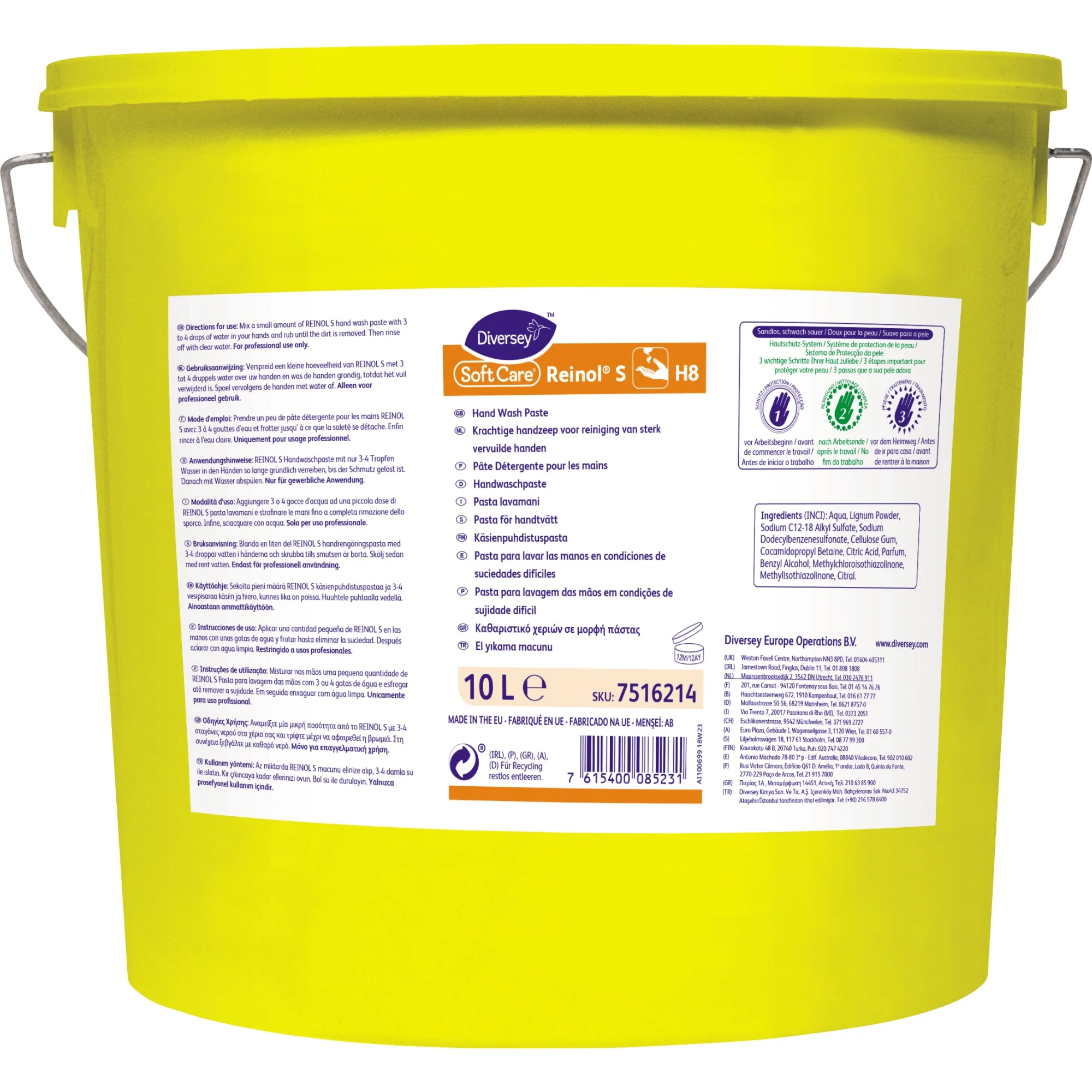 Soft Care REINOL S Handwaschpaste, 10 Liter Eimer (EAN: 7615400085231)