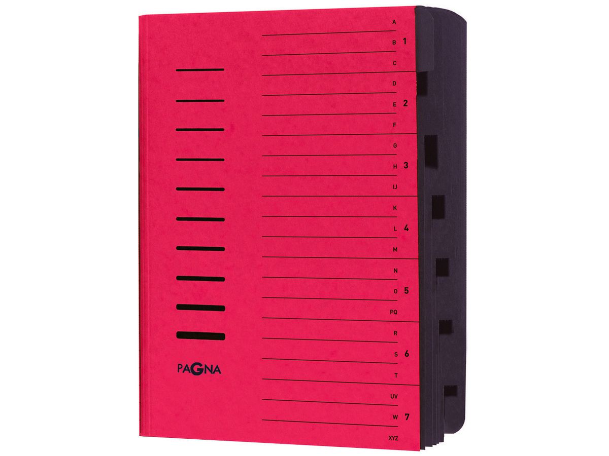 PAGNA Ordnungsmappe, DIN A4, aus Karton, 7 Fächer, rot (EAN: 4013951002128)