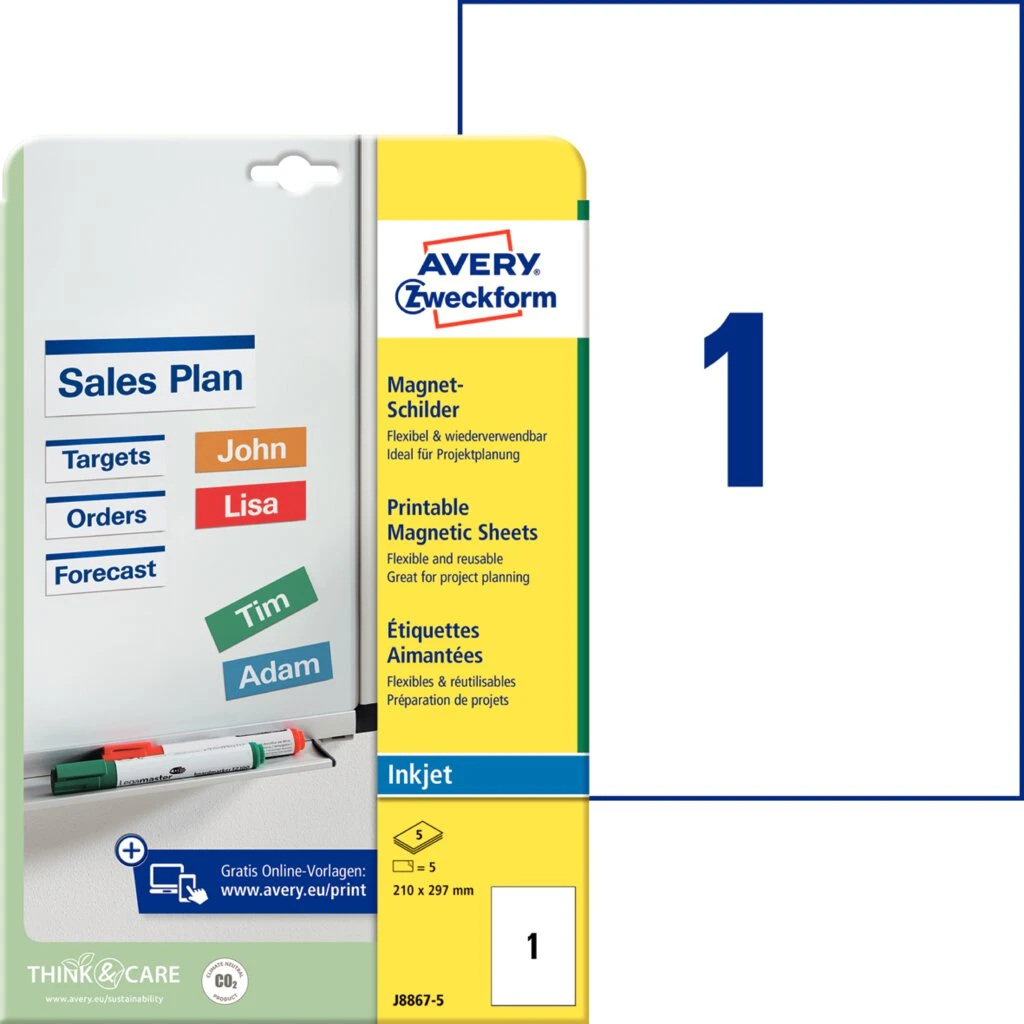 AVERY Inkjet-Magnetschild, (B)210 x (H)297 mm (EAN: 4004182234396)